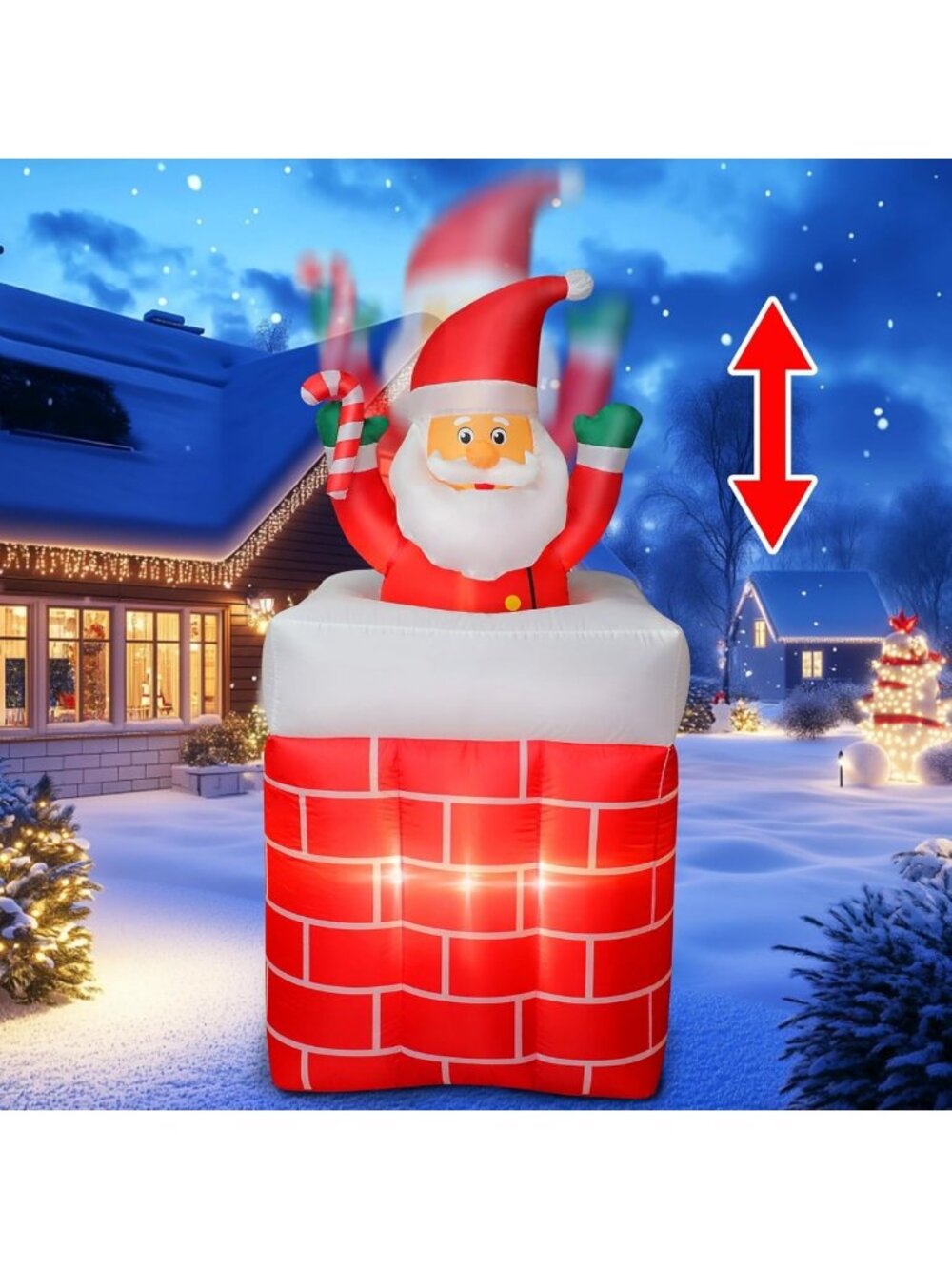 6 FT Christmas Inflatable Santa Claus Chimney Decoration - Holiday Yard Decor